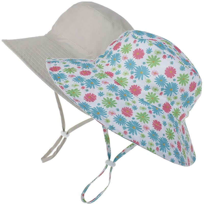 MaxNova Baby Sun Hat Toddler Summer UPF 50+ Baby Girl Bucket Hat Wide Brim Beach Hats for Baby Boys 6-12,12-24Months - Image 1